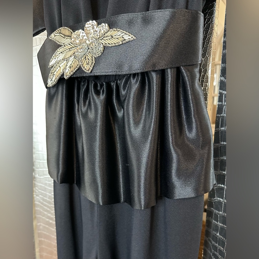 Act 1 Elegant Vintage Black Jumpsuit with Embellished Belt - Picture 6 of 16